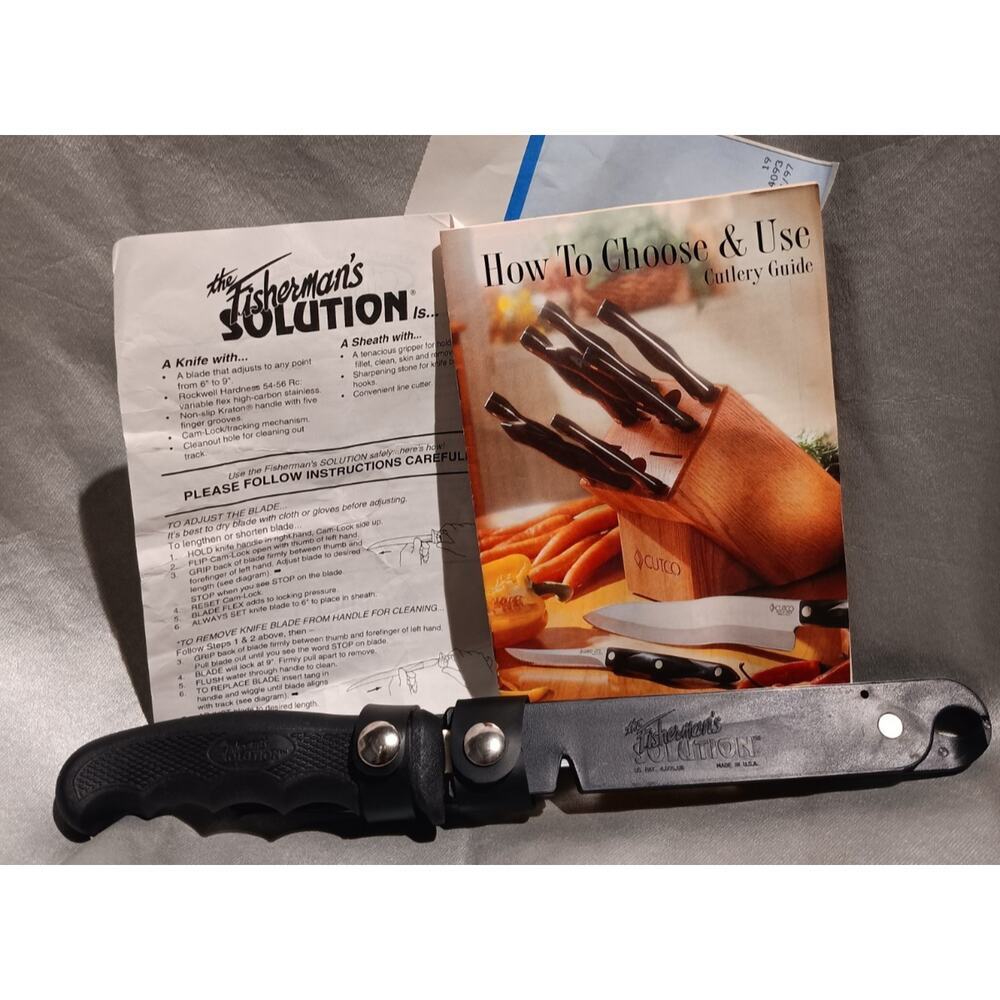 Vintage Cutco Fisherman’s Solution Knife Adjustable Blade w/ Sheath & Docs NOS